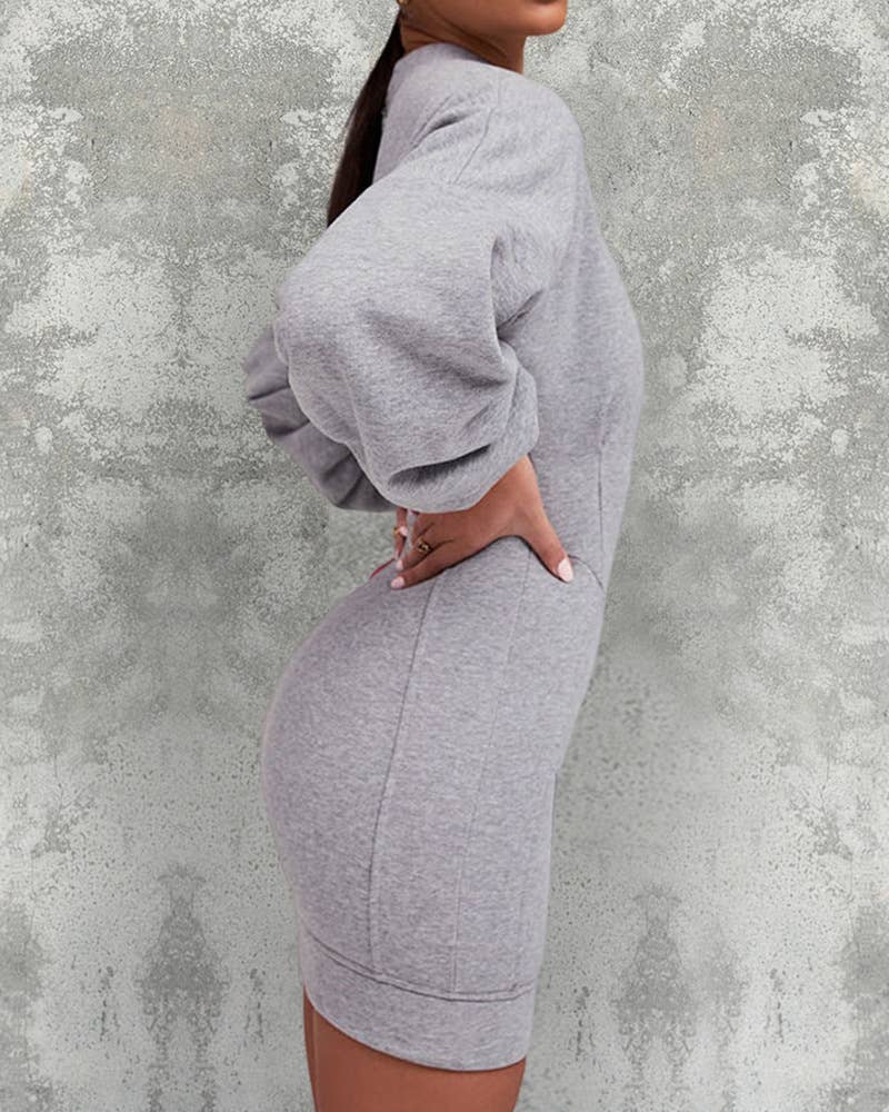 EMBELLISH SPLIT HIP LIFT LINE DESIGN SWEATDRESS