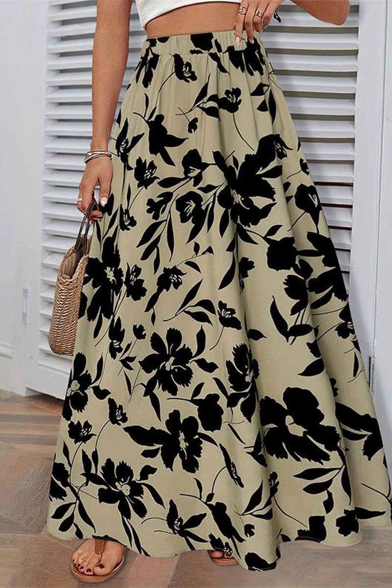 CWBLS0436_SUMMER TEMPERAMENT DRAPE PLEATED SKIRT