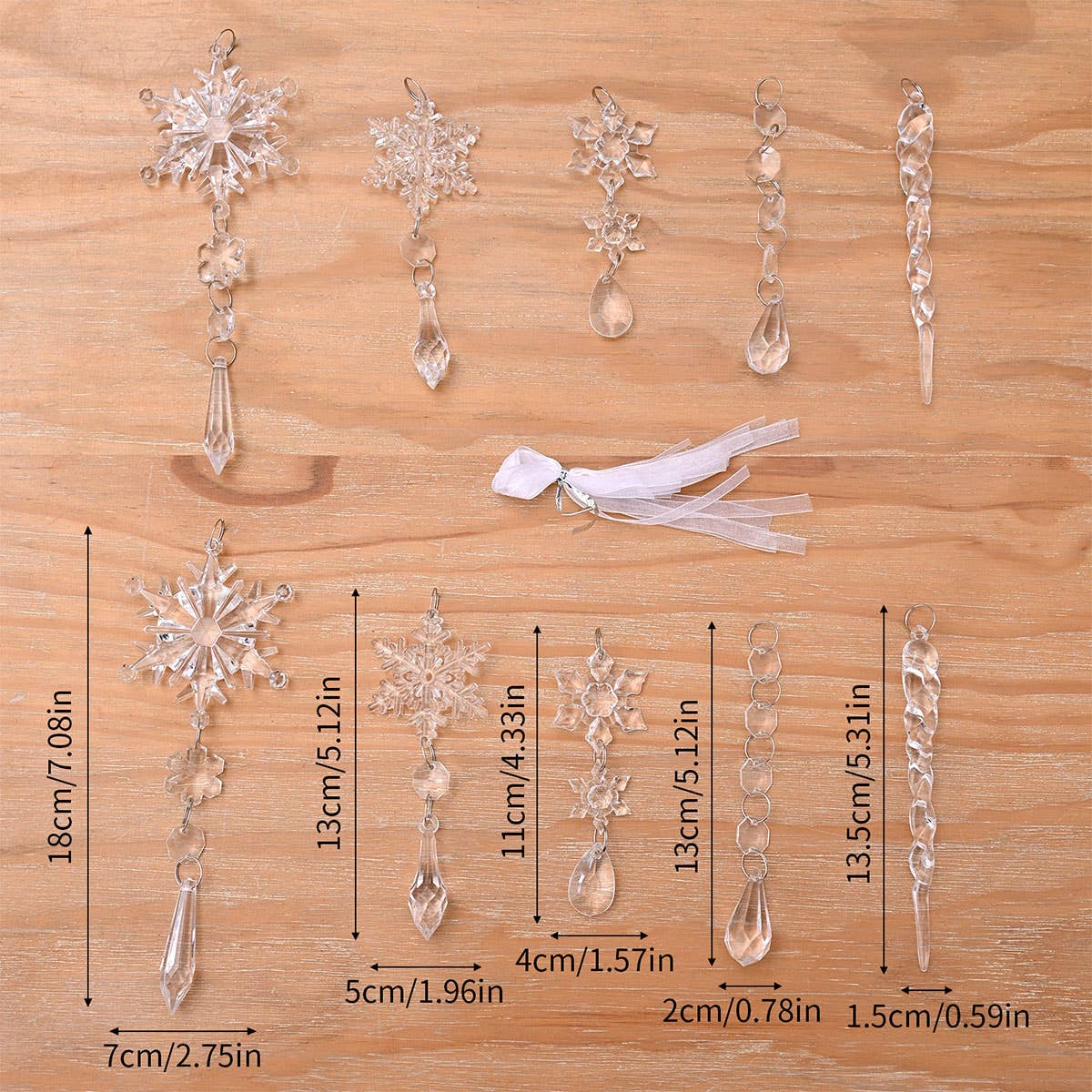 CWMM10168_CHRISTMAS ACRYLIC ICICLE SNOWFLAKE ORNAMENTS