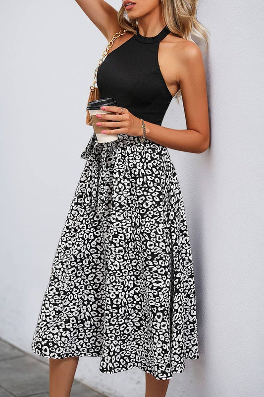 CWDHL0651_SUMMER HALTERNECK SLEEVELESS COLORBLOCK DRESS