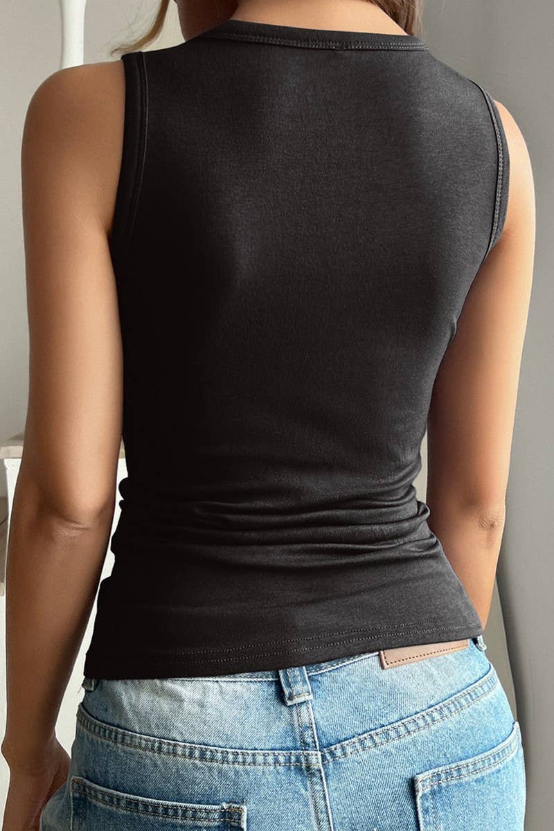 CWTBLSL0615_SLIM FIT SOLID COLOR KNITTED CAMISOLE TOP