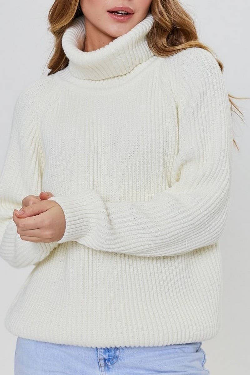 CWOSWL6378_TURTLENECK PULLOVER SOLID COLOR KNITTED SWEATER