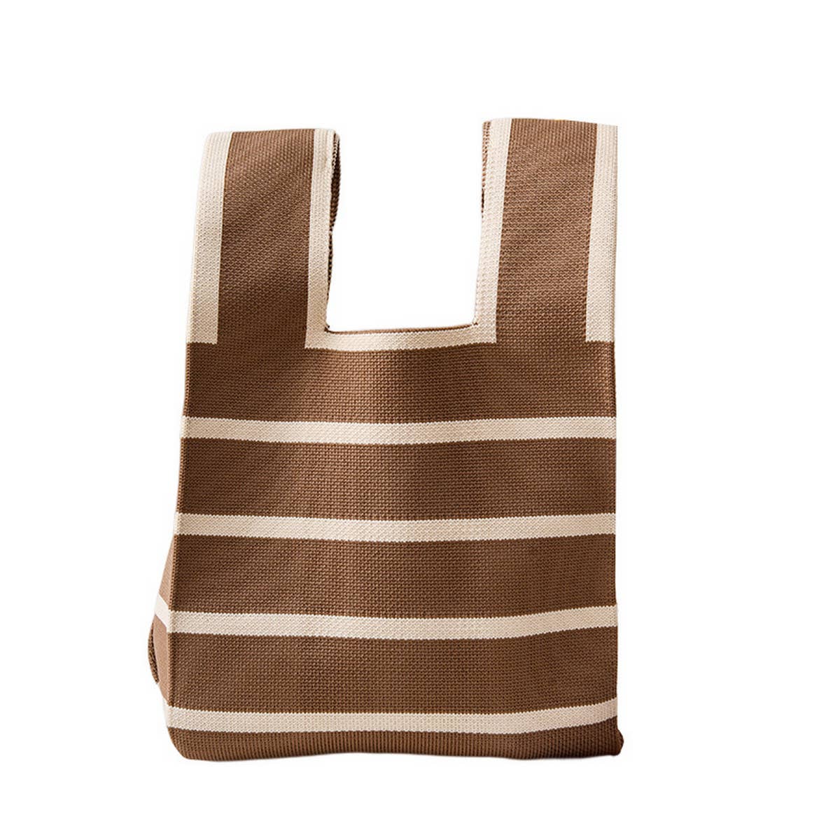 STRIPE PRINT CROCHET TOTE BAG MINI CLUTCH PURSE_CWAB0881
