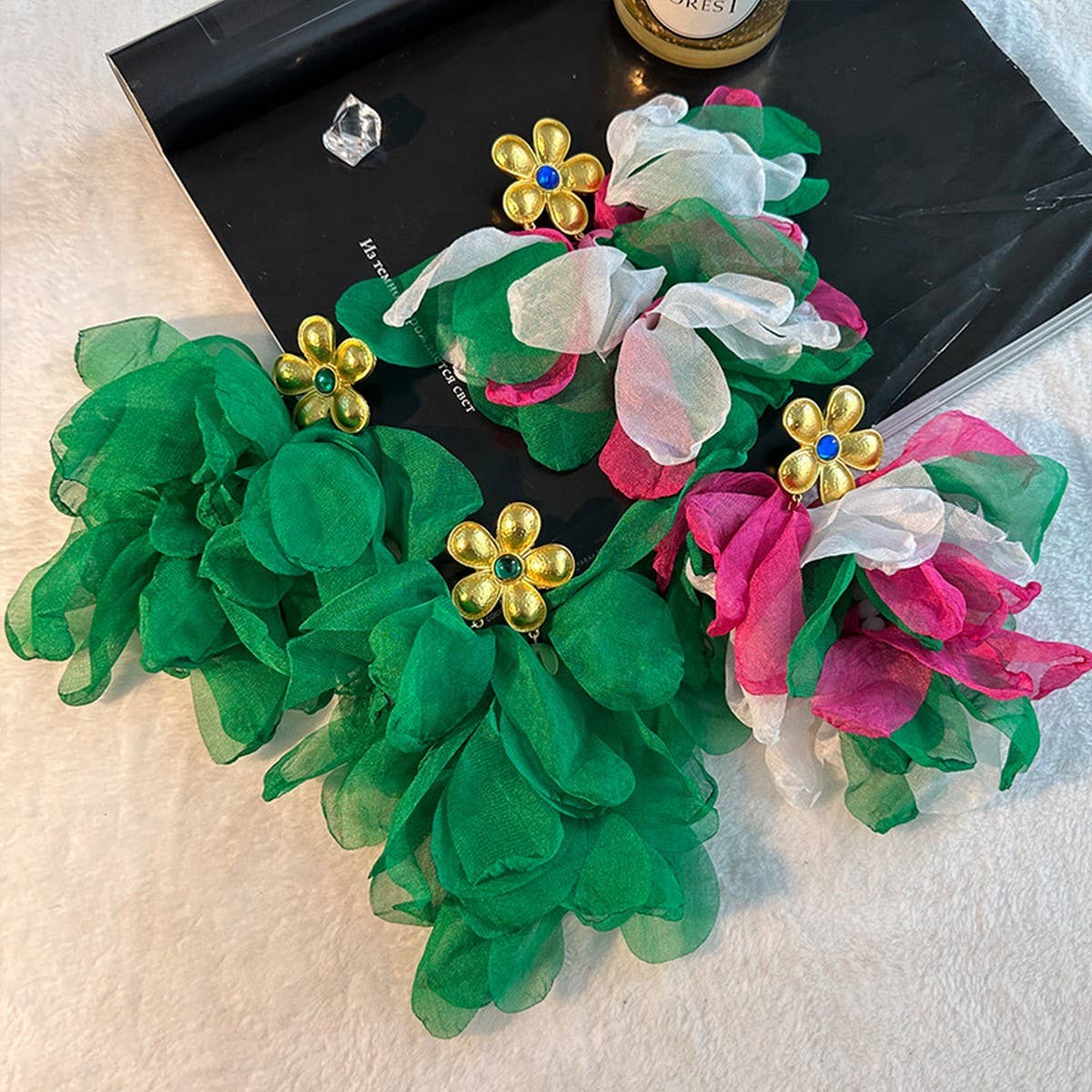 Handmade Floral Tassel Earrings Statement Drop