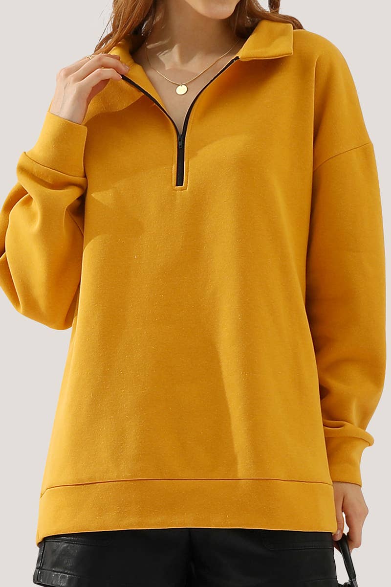CWOHOL431_Zip Neck Lightweight Pullover Sweatshirt