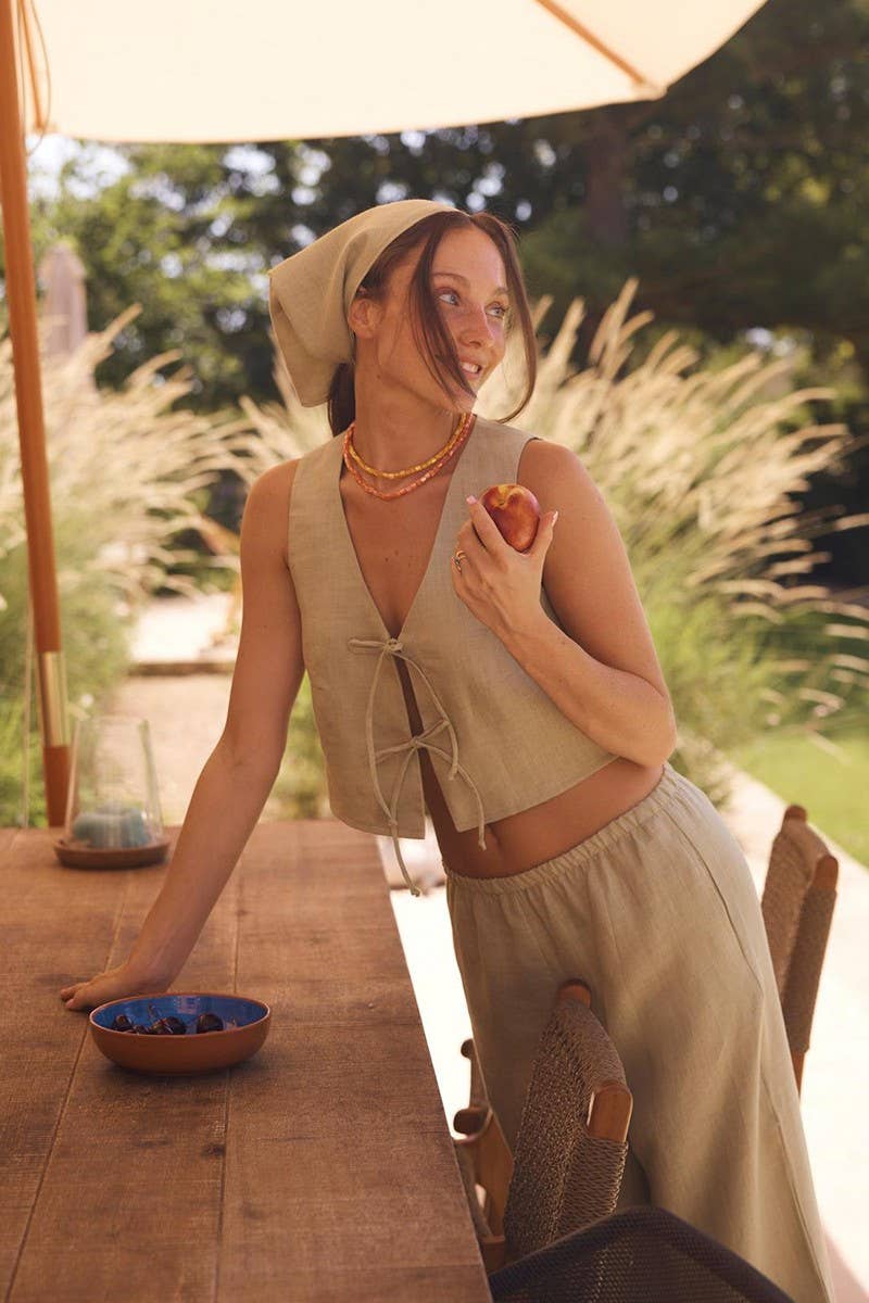 CWSTB1807_SPRING TIE-BACK TANK & WIDE-LEG PANTS SET