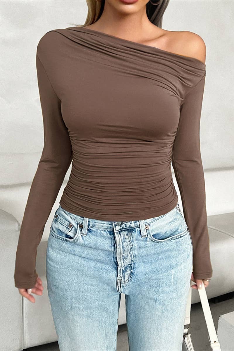 CWTBLL2470_ONE-SHOULDER LONG-SLEEVED SHIRT WITH SLOPING NECK