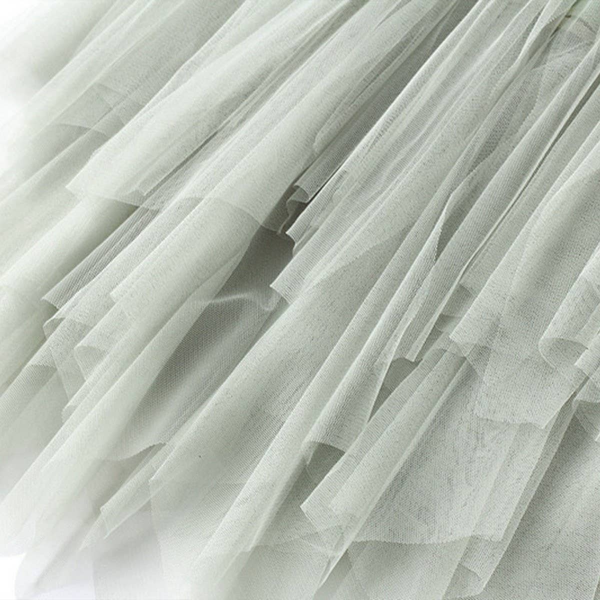 Irregular Pleated Tulle Midi Skirt with Volume