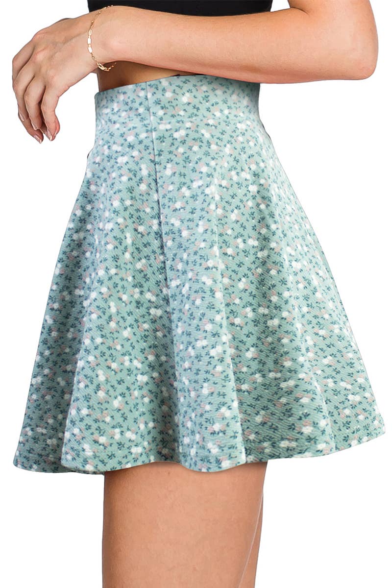 CWBSS105_High Waisted Skirt Mini A-Line Flared Skater Skirt
