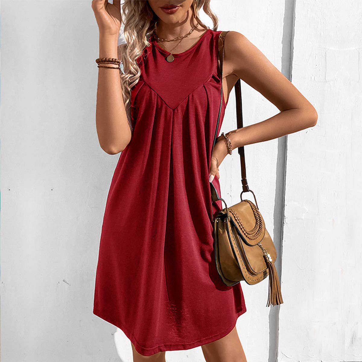 Draped sleeveless tank top skirt