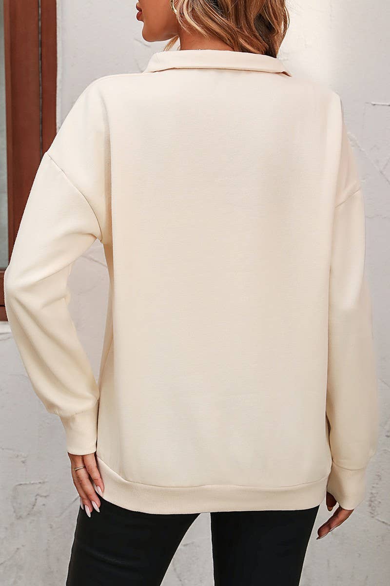 CWTBLL1833_HALF-ZIP LONG-SLEEVED PULLOVER SWEATSHIRT