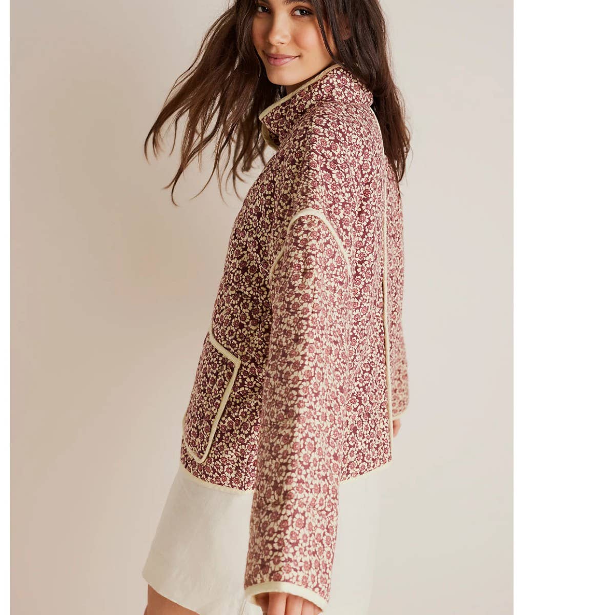 REVERSIBLE FLORAL LOOSE WARM QUILTED JACKETS