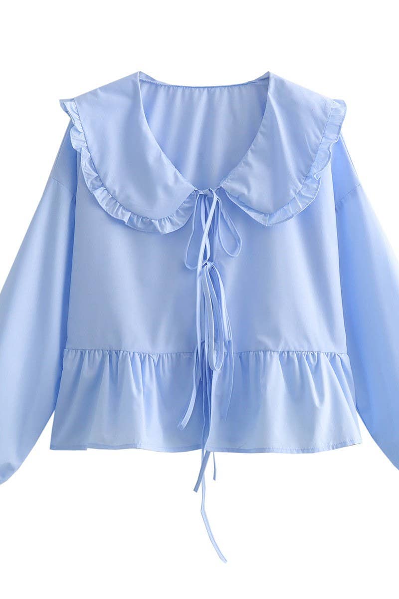 CWTBLL00714_PETER PAN COLLAR LACE LONG SLEEVE SHIRT