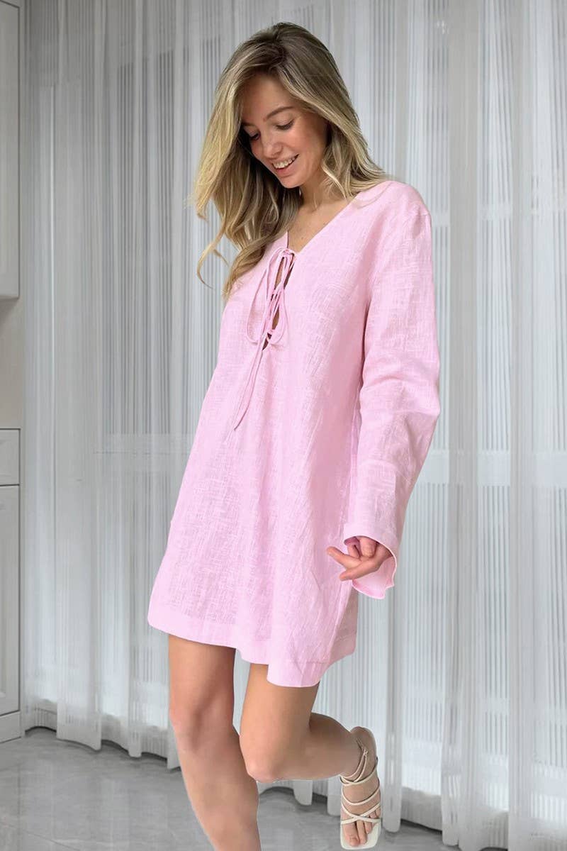 CWSPJ0328_LOOSE COTTON BREATHABLE LONG-SLEEVED NIGHTDRESS