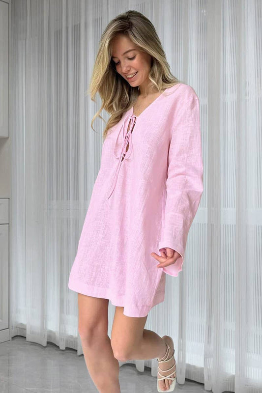 CWSPJ0328_LOOSE COTTON BREATHABLE LONG-SLEEVED NIGHTDRESS