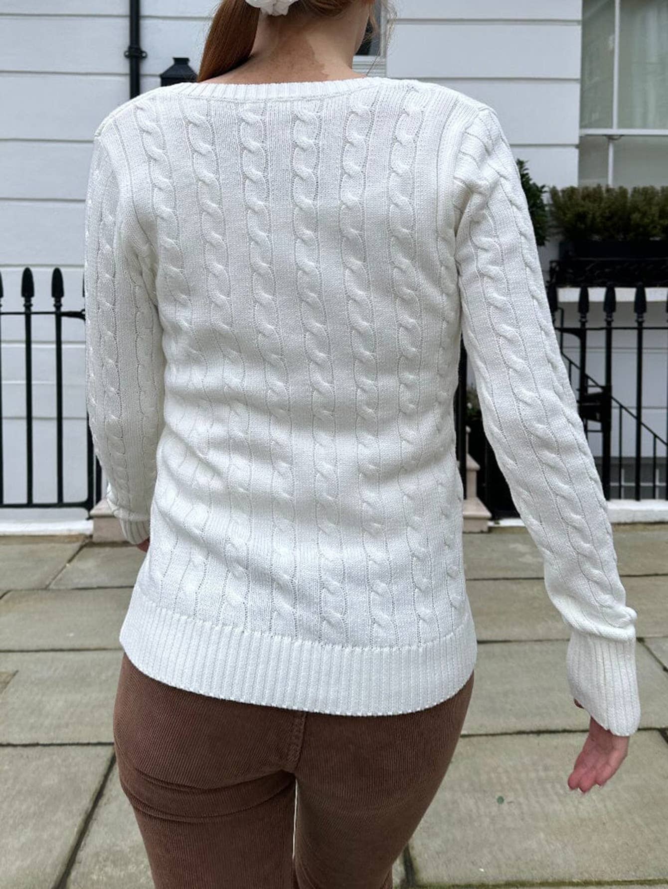 Casual simple long-sleeved V-neck woolen Sweater
