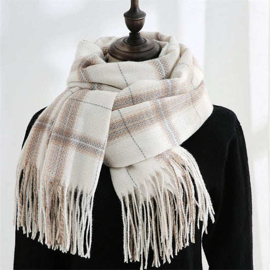 Plaid Winter Scarf-Soft Thickened Shawl for Women_CWASC0181