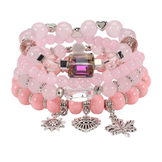 MULTI-LAYERED MAPLE LEAF HEART PENDANT BRACELET