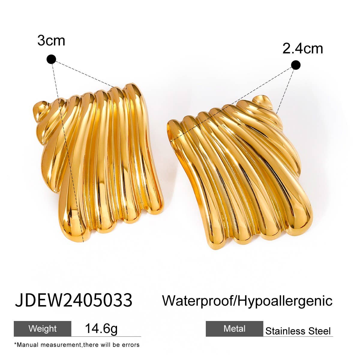 SIMPLE GEOMETRIC SQUARE WAVE TEXTURE EARRINGS_CWASC1652