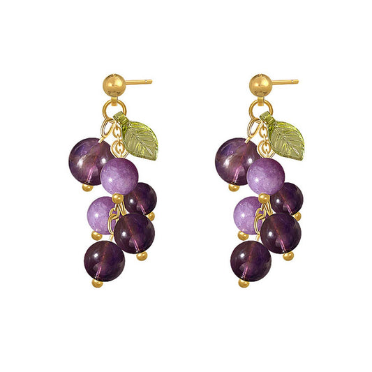 Forest-themed grape design ear studs