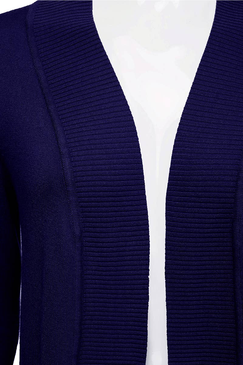 AWOCAL313_Open Front Long Sleeve Pockets Sweater Cardigan