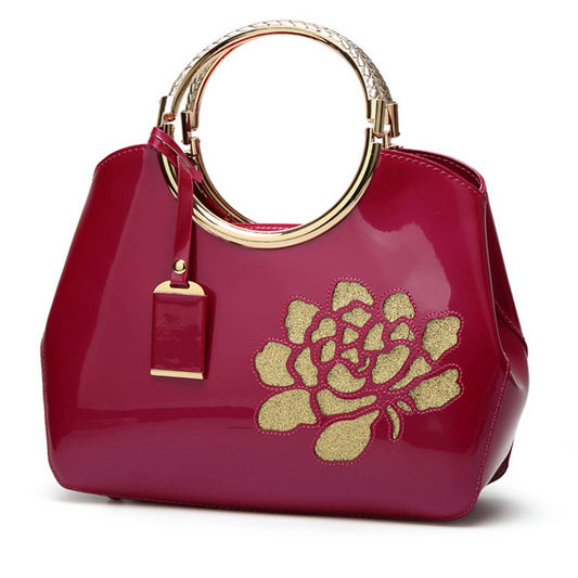 VINTAGE PRINT SHINY SHELL TOTE BAG_CWAB2640
