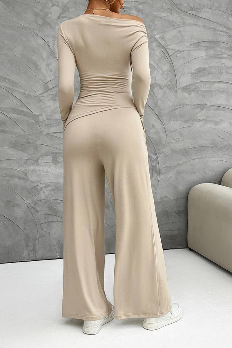 CWSTB1007_SLIM-FIT LONG-SLEEVED TOP AND WIDE-LEG PANTS SET