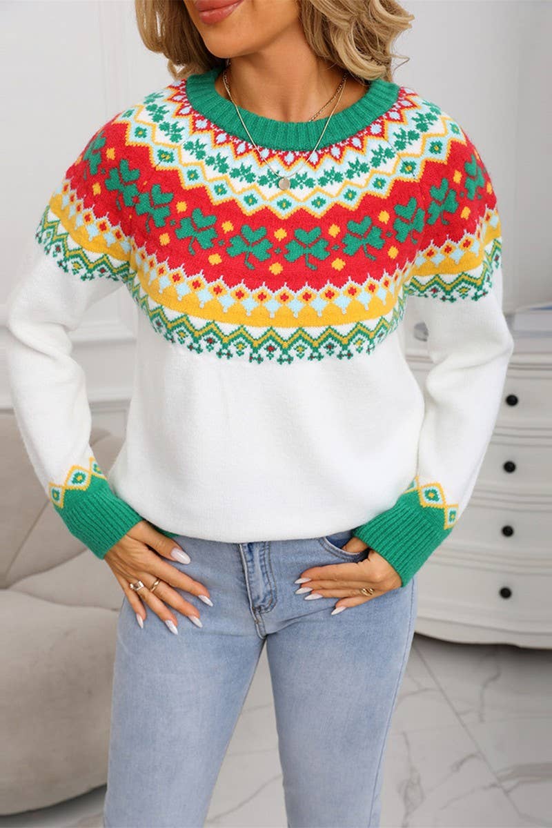 CWOSWL07574_PERSONALIZED JACQUARD CHRISTMAS PULLOVER SWEATER