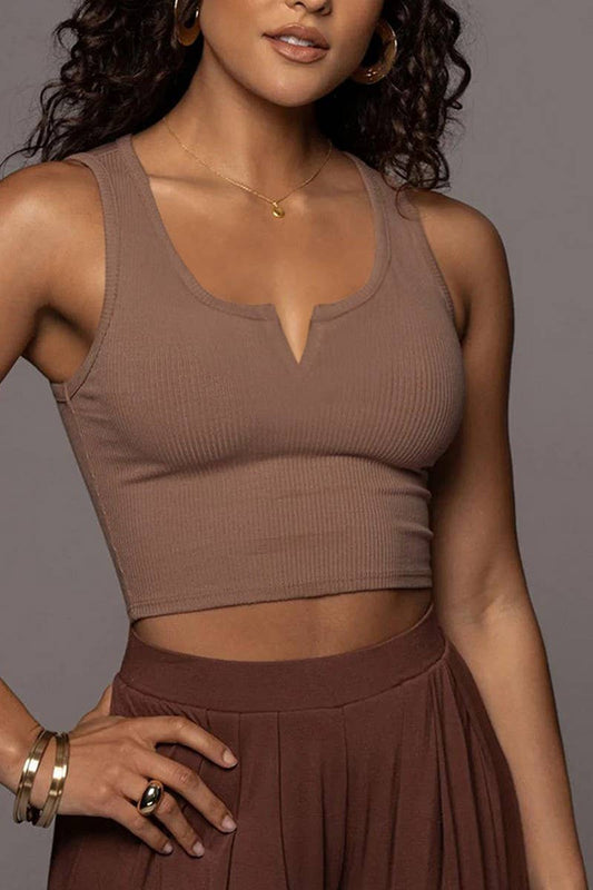 CWTTK0817_SOLID COLOR SLIM FIT BELLY-BARING CAMISOLE