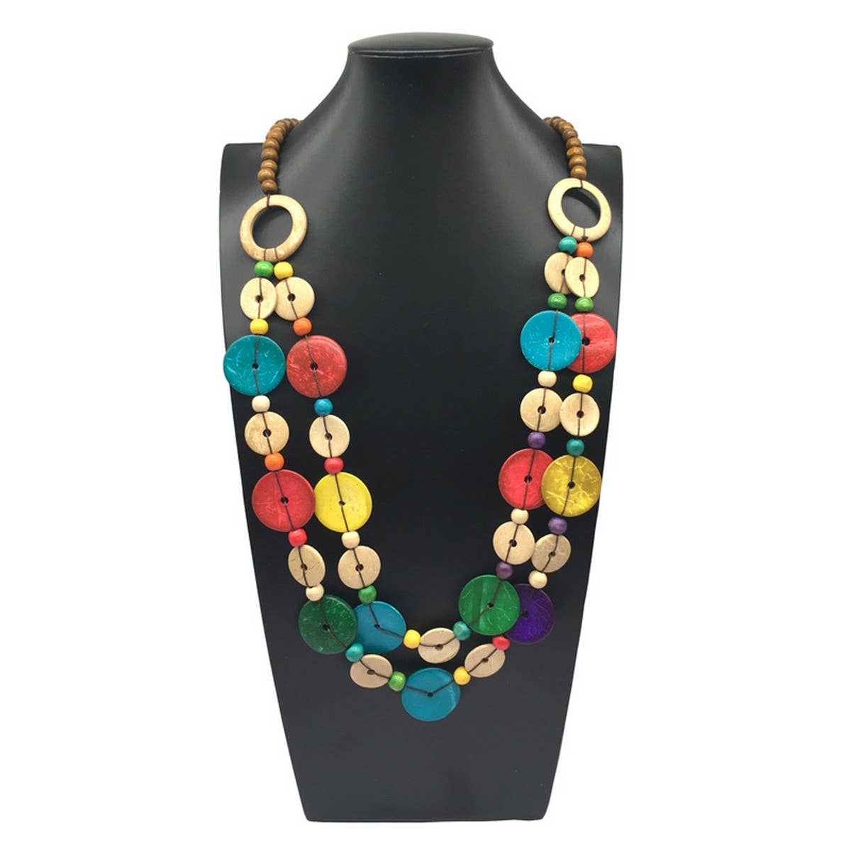 MULTI-LAYERED COCONUT SHELL BEAD NECKLACE