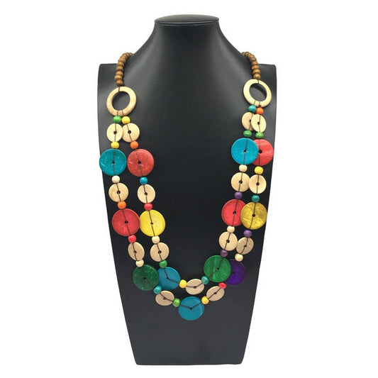 MULTI-LAYERED COCONUT SHELL BEAD NECKLACE