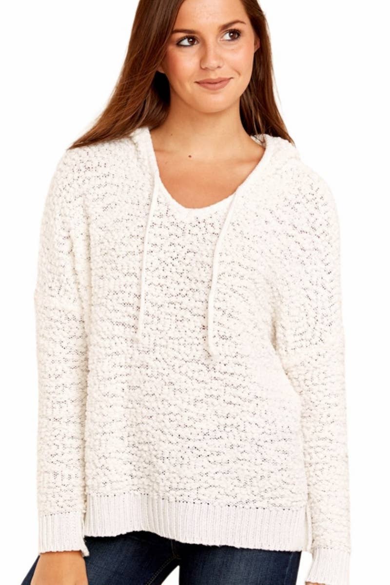 CWOHOL0275_ Casual V-Neck Hoodie Long Sleeve Sweater