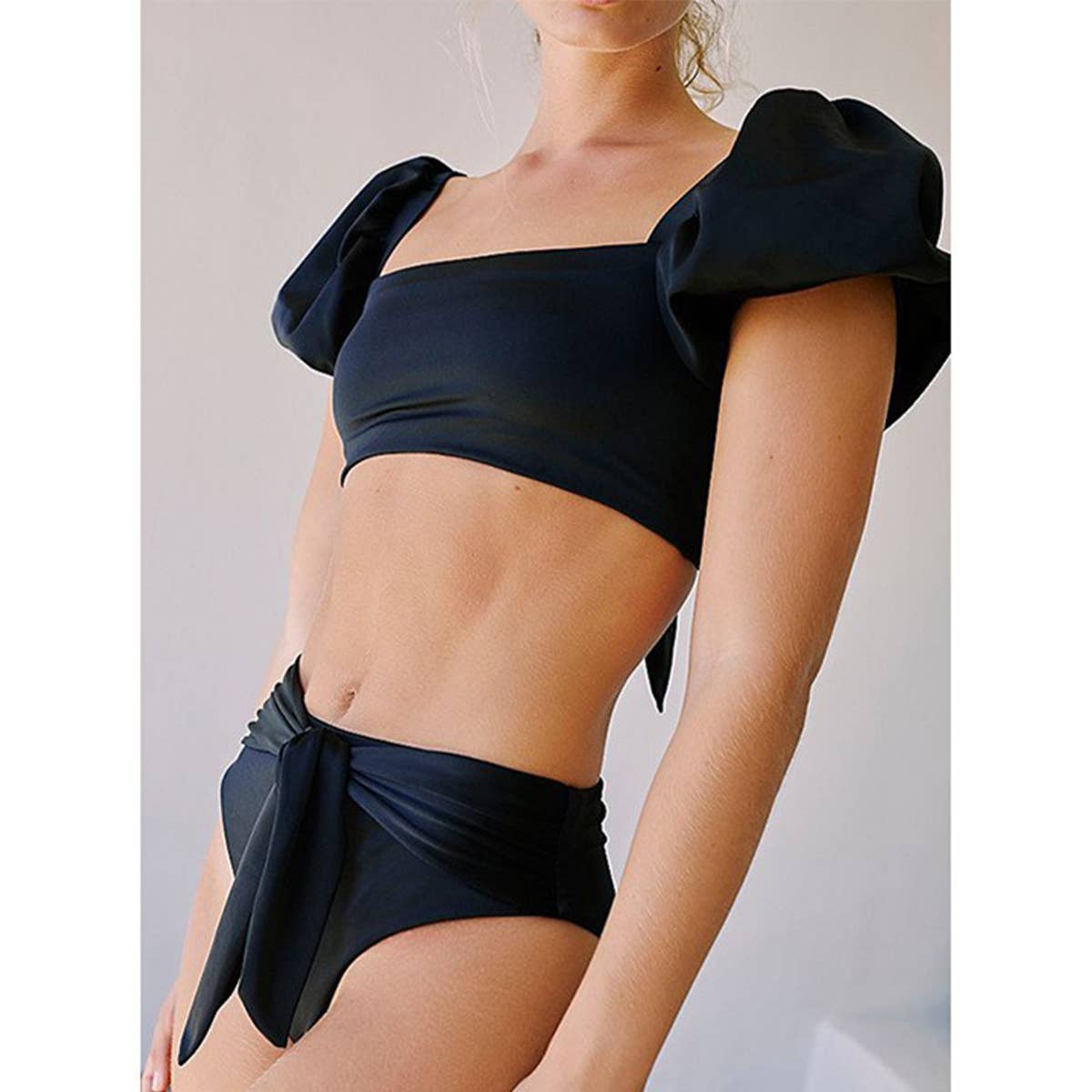 Bubble Sleeve Bikini Set - Stylish Swimsuit_CWMW0156