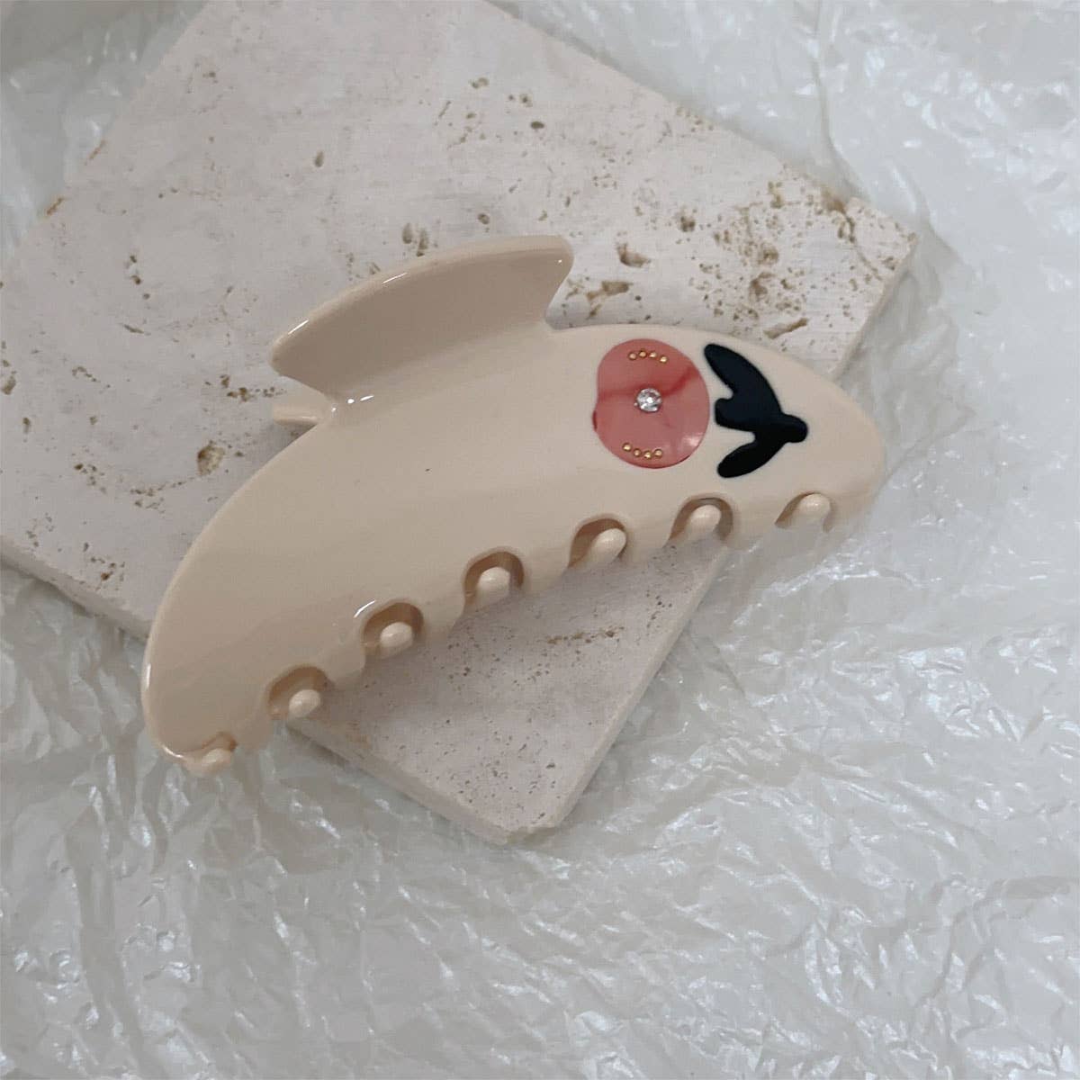 FRENCH STYLE ROSE CREAM COLOR ACETATE HAIR CLAW CLIPS
