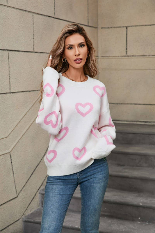 CWOSWL5788_JACQUARD HEART VALENTINE'S DAY CREW NECK SWEATER