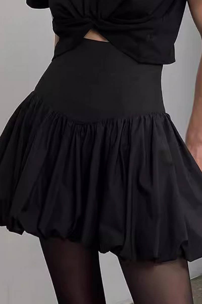 CWBSS0347_SOLID COLOR COTTON HIGH WAIST TUTU SKIRT