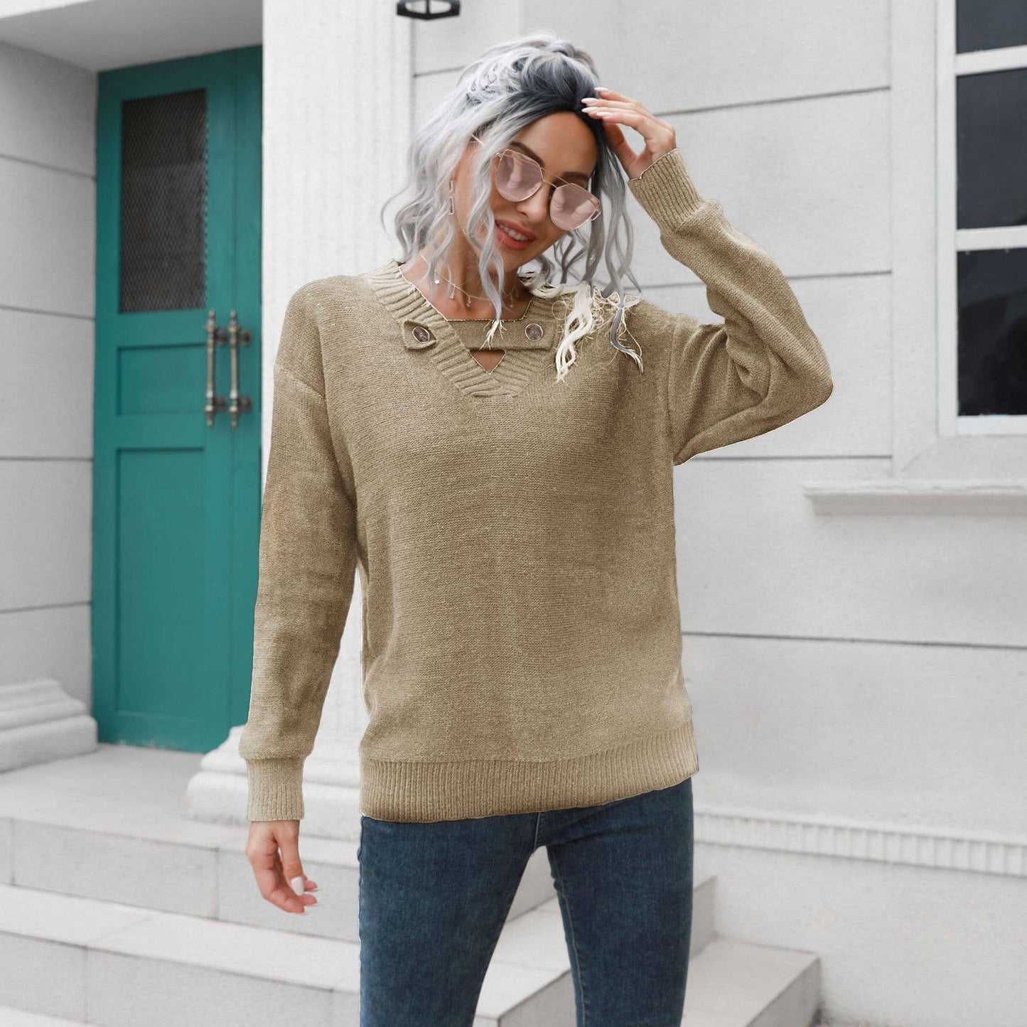 Autumn/winter design button sweater