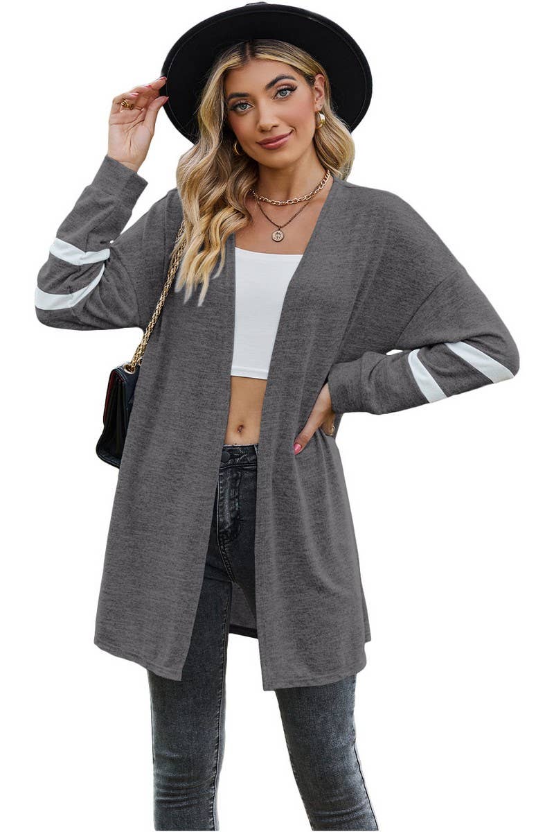 CWOCAL2264_AUTUMN AND WINTER CONTRAST COLOR KNITTED JACKET