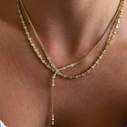 SIMPLE ZIRCON OVAL ROUND PENDANT NECKLACE_CWMM3790