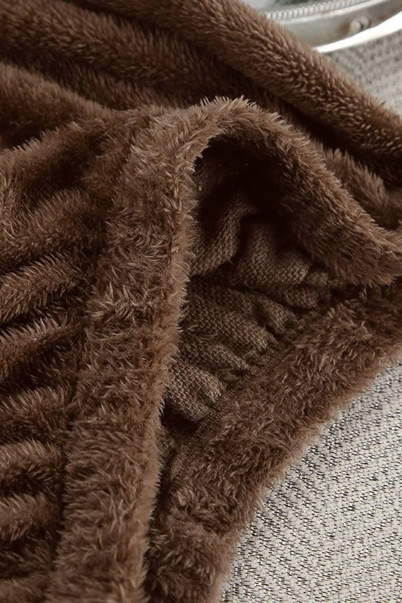 CWSPJ0360_PLUSH LACE-UP THREE-PIECE PAJAMAS SET