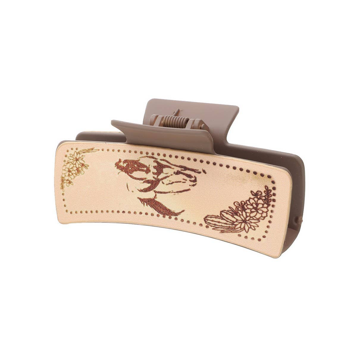 Cactus Print Leather Hair Claw Clip, Western Style_CWAHA0606