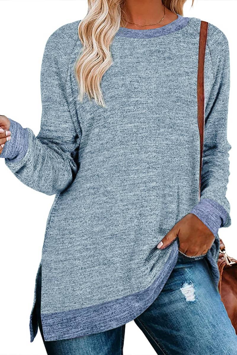 CWTBLL1889_CREW-NECK LONG-SLEEVED JUMPER WITH A SLIT