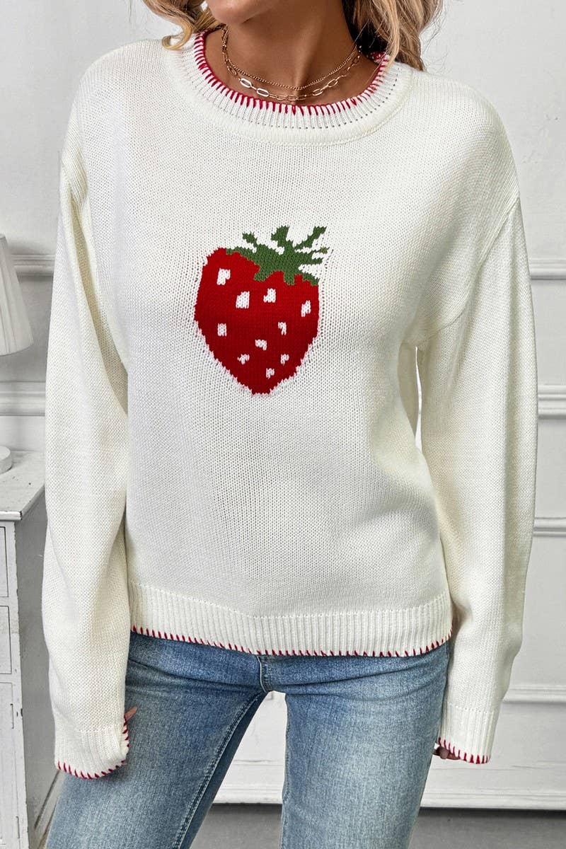 CWOSWL6911_CREW NECK STITCH DETAIL PULLOVER SWEATER