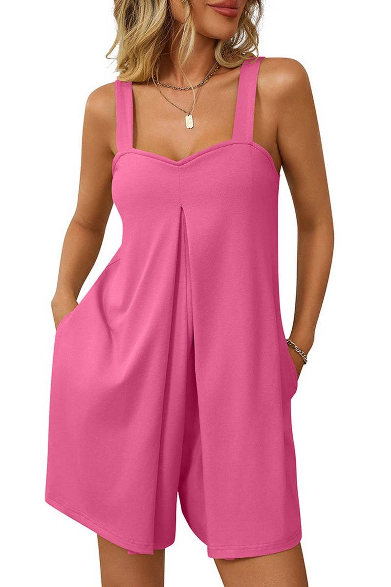 CWSJS1391_SOLID COLOR LOOSE CASUAL SUSPENDER JUMPSUIT