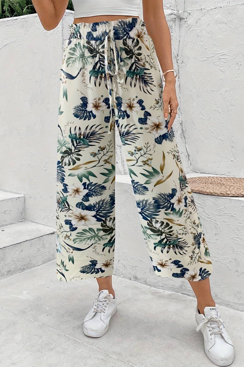 CWBLP2078_HIGH WAIST LOOSE FIT SLIM STRIPED WIDE LEG PANTS