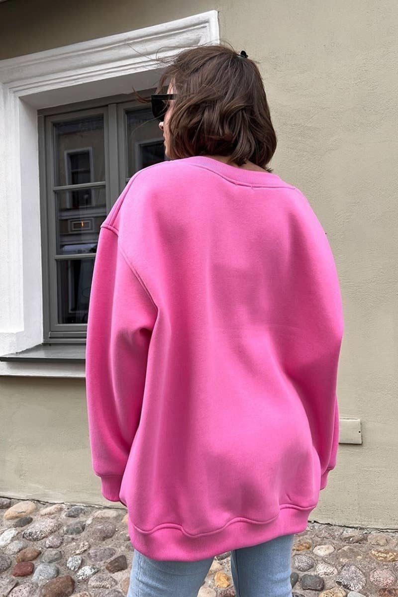 CWTBLL1668_SOLID COLOR LOOSE CREW NECK LONG SLEEVE HOODIE