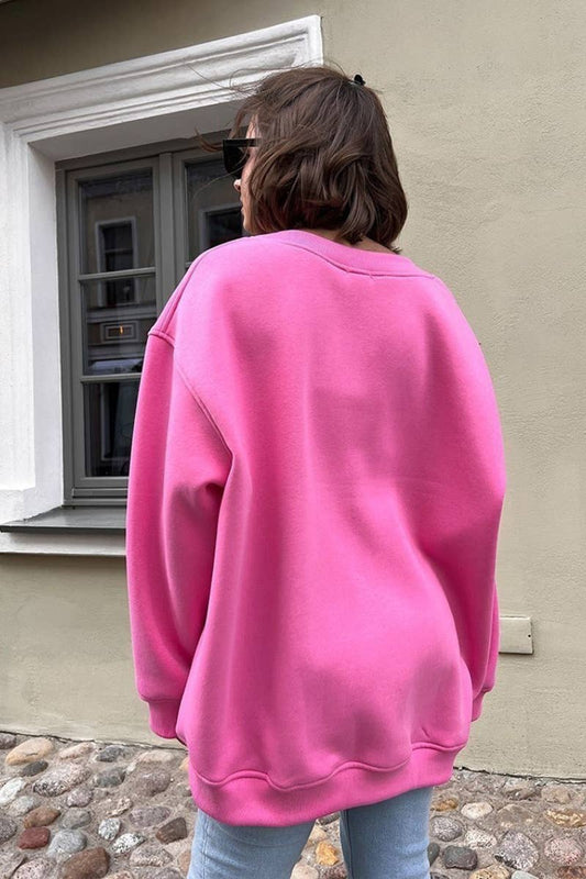 CWTBLL1668_SOLID COLOR LOOSE CREW NECK LONG SLEEVE HOODIE