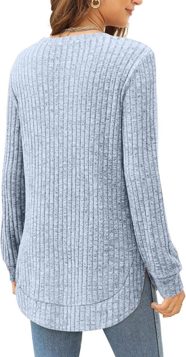 CWTTL1243_Crew Neck Pullover Casual Long Sleeve Top