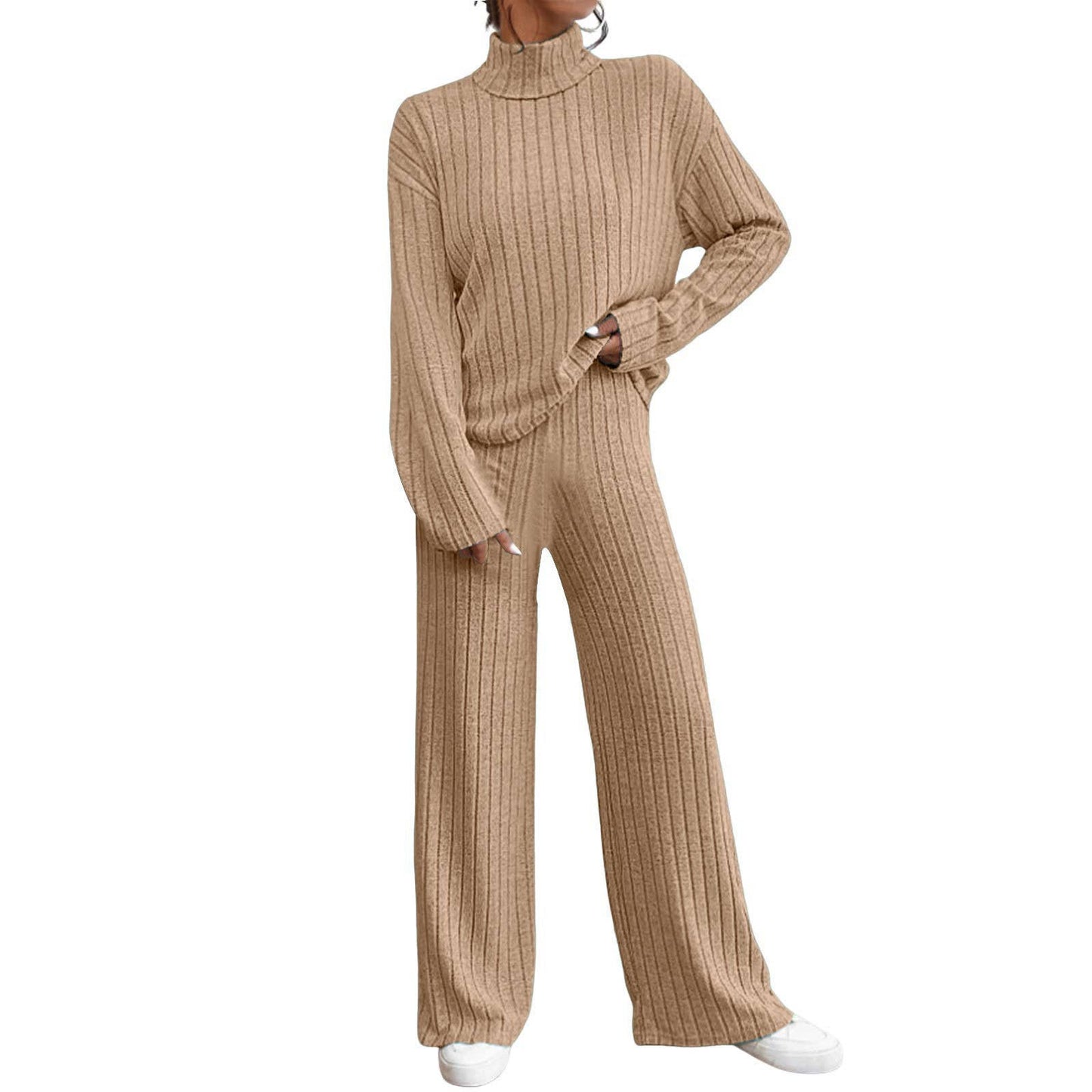 CASUAL HIGH-NECK KNITTED LONG-SLEEVED PANT SUIT_CWSTB1237
