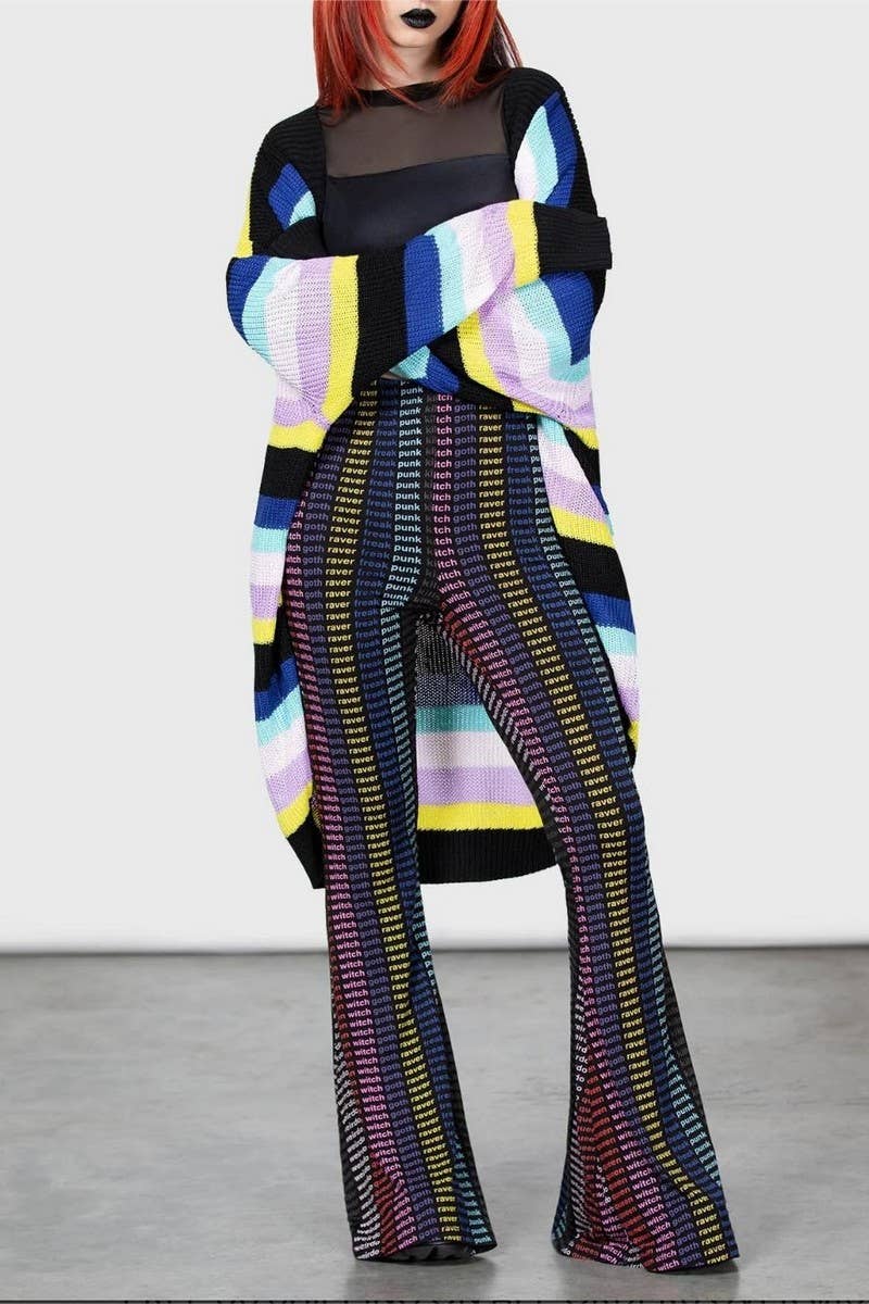 CWOCAL0767_LOOSE STRIPED LONG HALLOWEEN CARDIGAN SWEATER